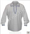 Košeľa s krytou šnurovačkou ľanová s vyšívanou krajkou - (KKS-01la-vk)