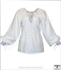 Dámska slovanská košeľa bavlnená s vyšívanou krajkou - (DSK-02ba-vk)
