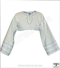 Folklórna košeľa ľanová krátka zdobená vyšívaná - (FKLK-02la-zv)
